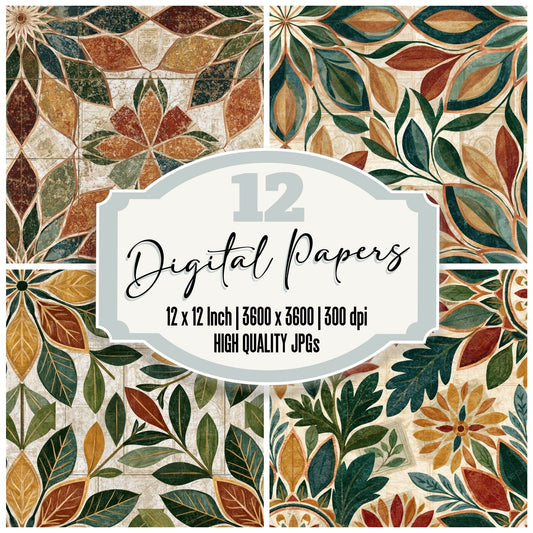 Mandala Seed Packets Cinnamon Moss Seamless Digital Paper Pack (DDD014355)