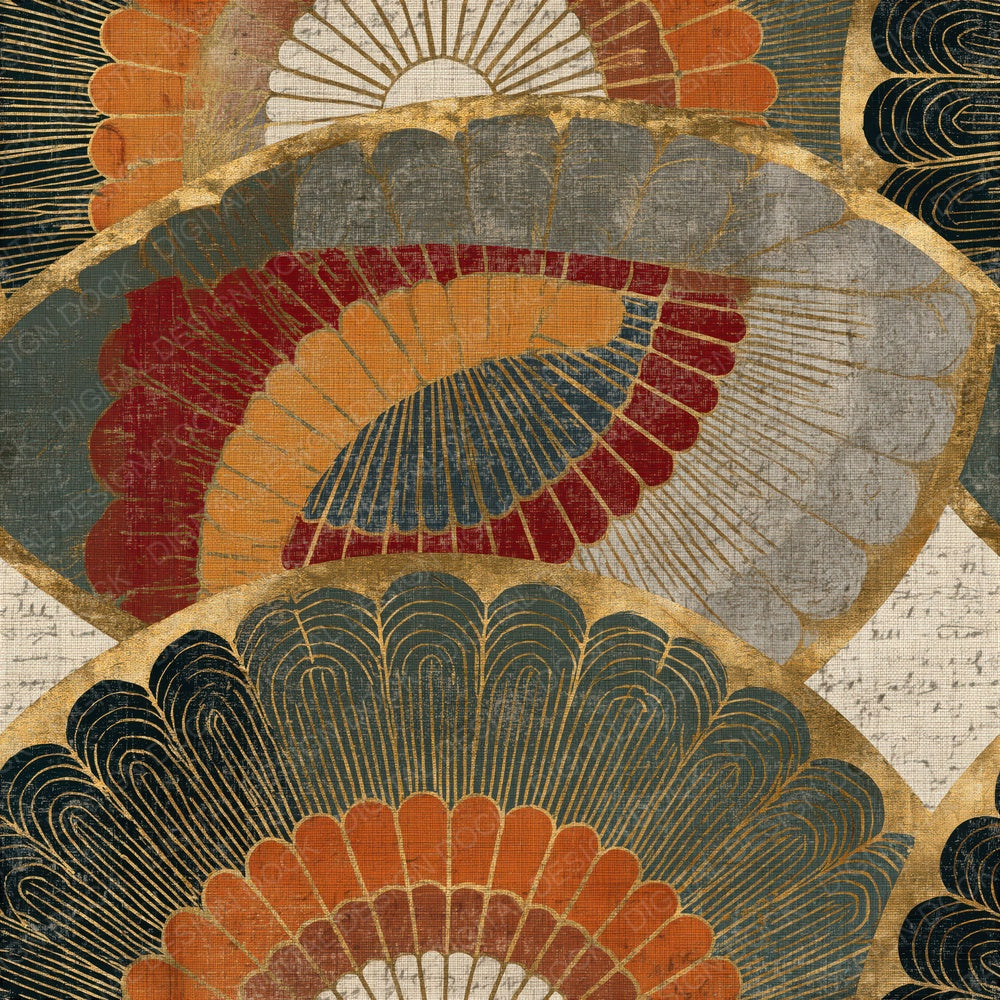 Mandala Wave Crest Fern Ochre Seamless Digital Paper Pack (DDD014360)