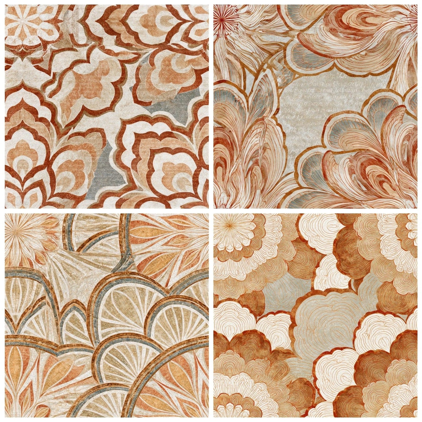 Mandala Wave Crests Terracotta Seamless Digital Paper Pack (DDD014361)