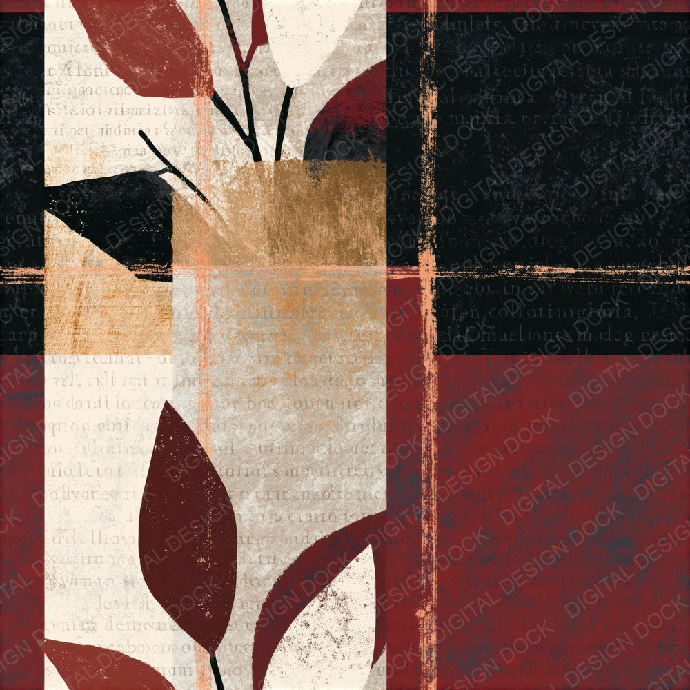 Minimal Black Ivory Oxblood Abstract Seamless Digital Paper Pack (DDD014362)