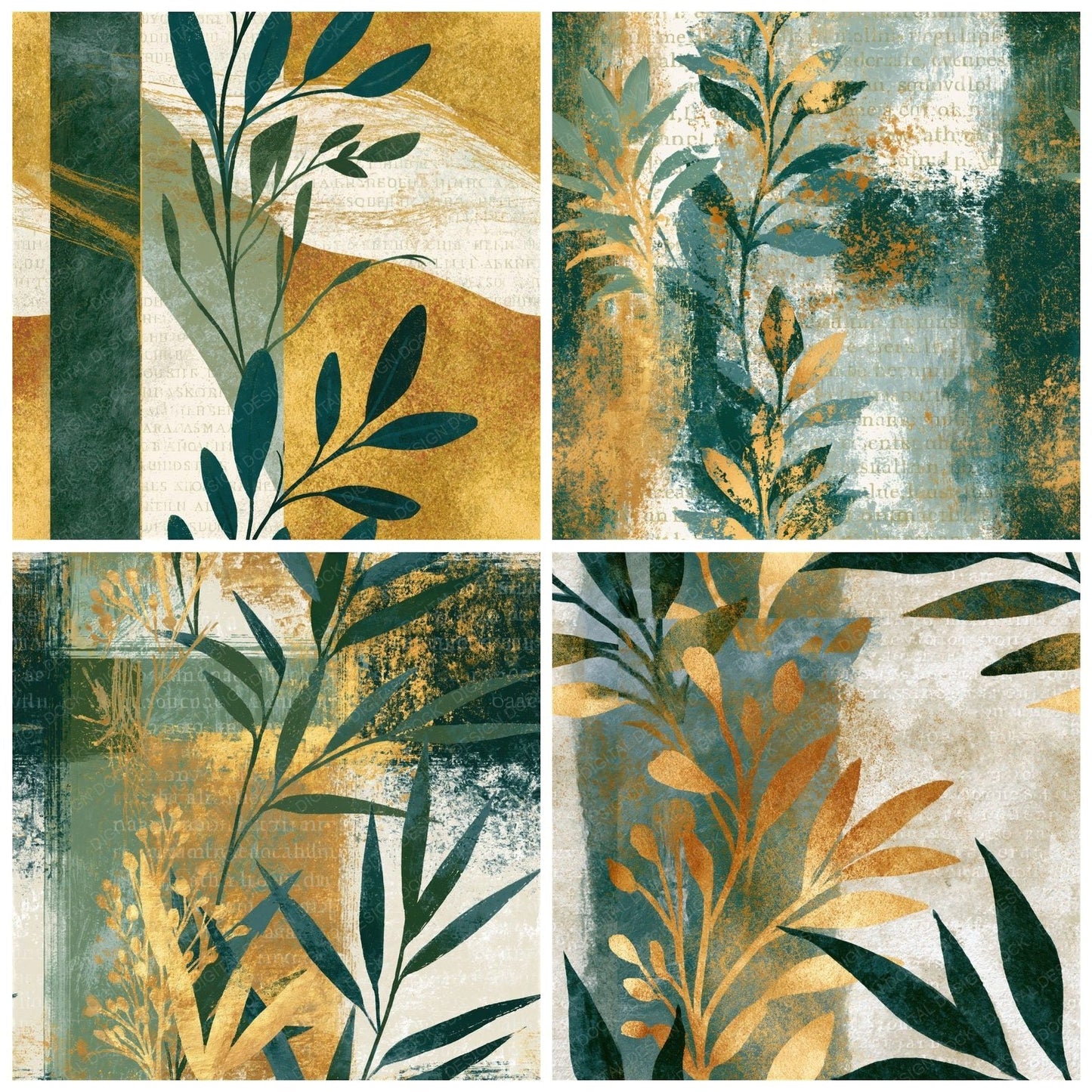 Minimal Sage Ivory Abstract Seamless Digital Paper Pack (DDD014363)