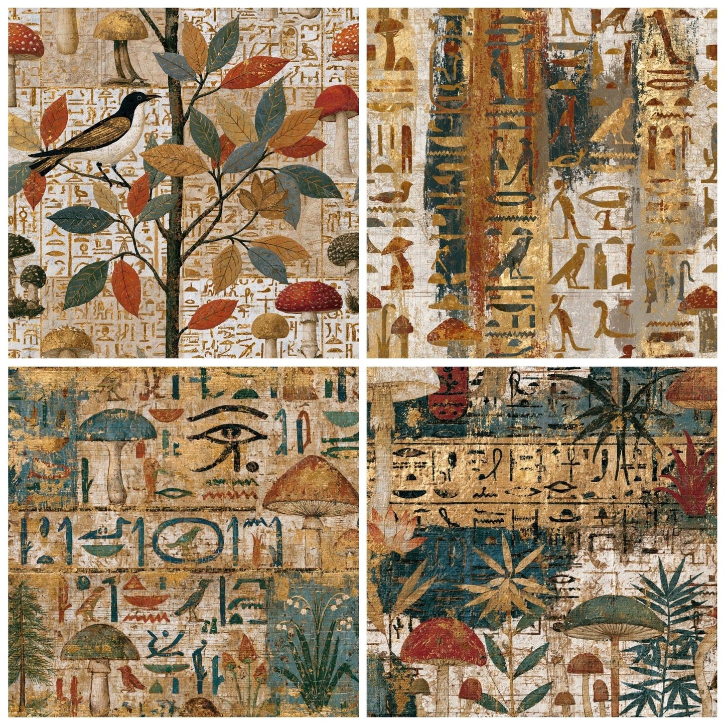 Chinoiserie Hieroglyphs Sepia Parchment Digital Paper Pack (DDD014366)