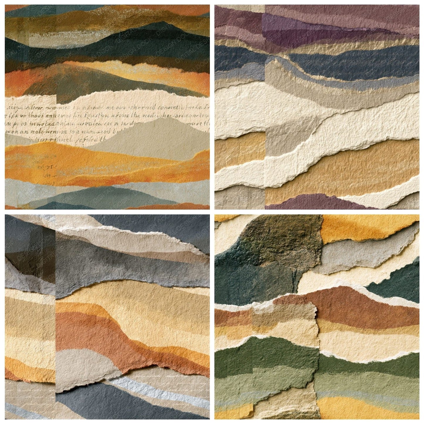 Collage Oat Linen Pebble Tonal Seamless Digital Paper Pack (DDD014367)