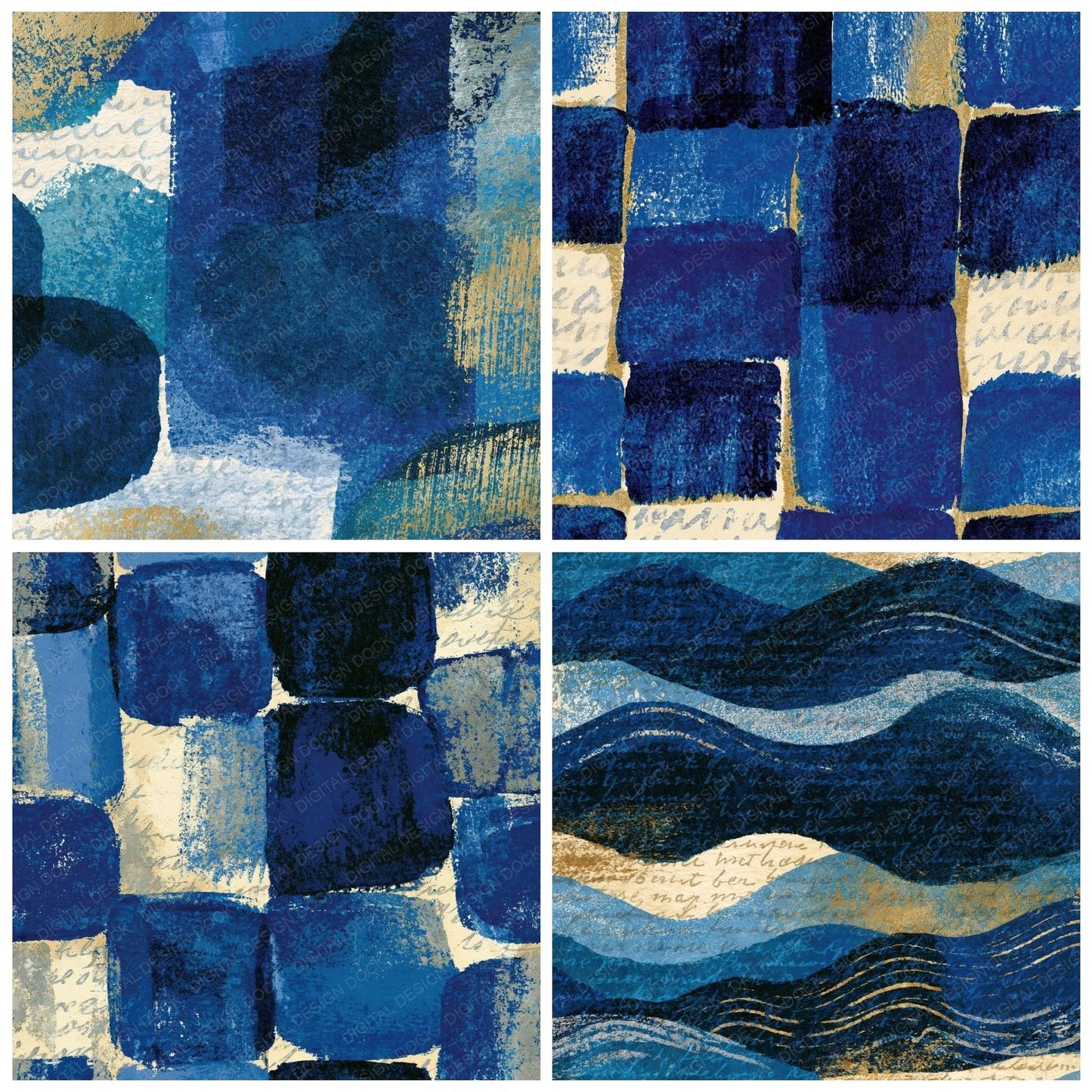 Folk Art Sapphire Navy Tonal Digital Paper Pack (DDD014368)