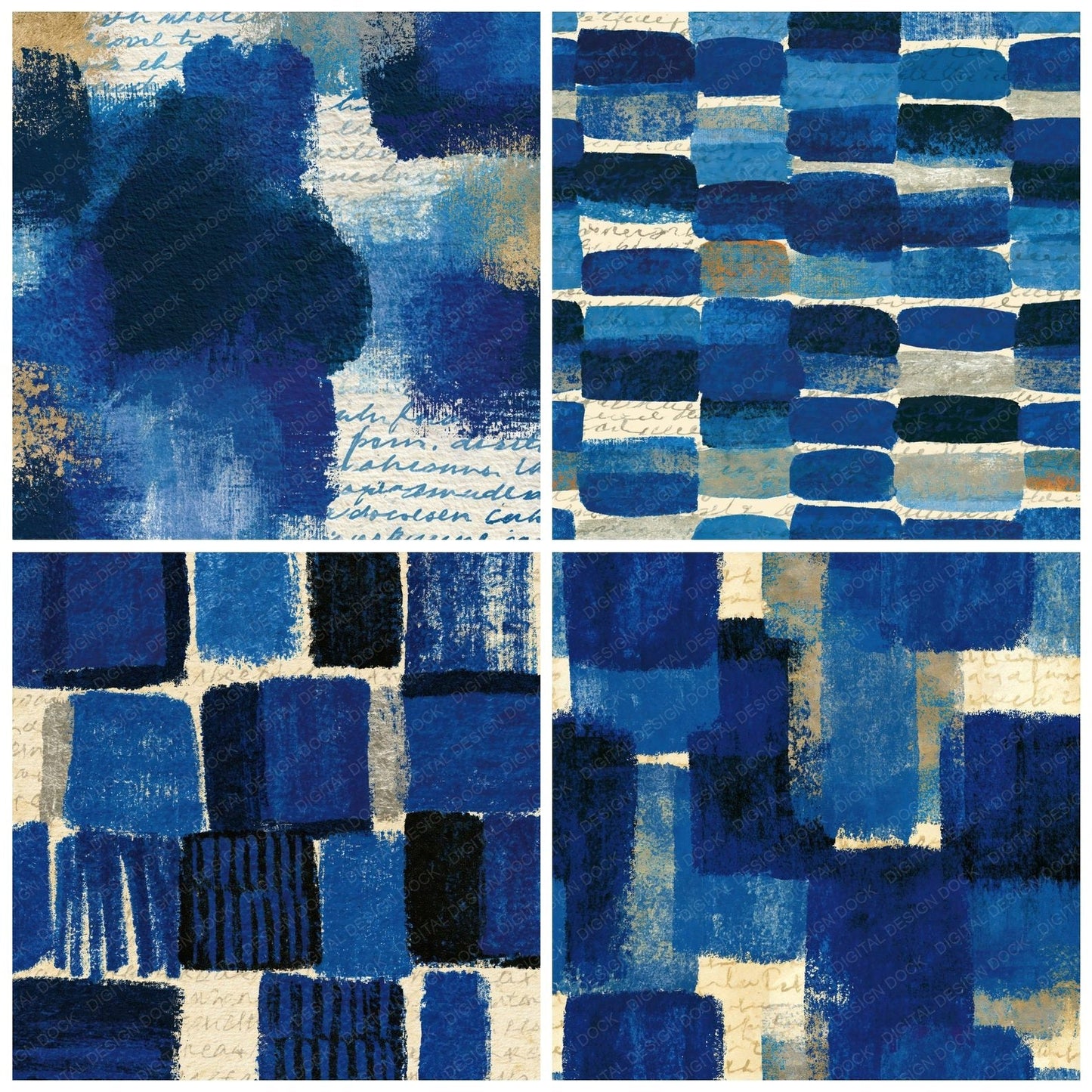 Folk Art Sapphire Navy Tonal Digital Paper Pack (DDD014368)