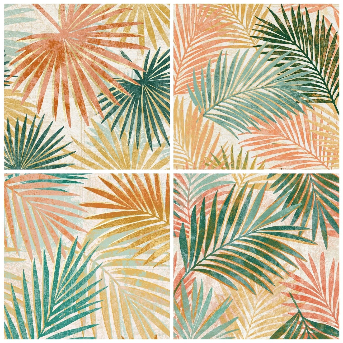 Indian Block Print Palm Peach Mint Digital Paper Pack (DDD014369)