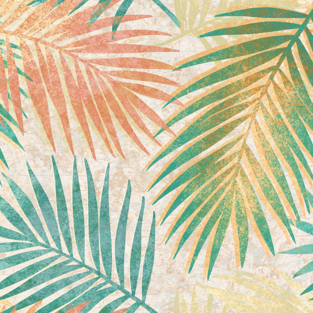 Indian Block Print Palm Peach Mint Digital Paper Pack (DDD014369)