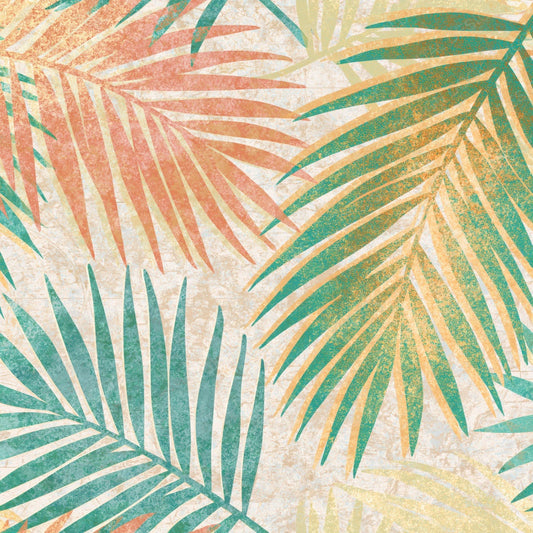 Indian Block Print Palm Peach Mint Digital Paper Pack (DDD014369)