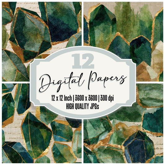 Ink Wash Smoky Quartz Eucalyptus Digital Paper Pack (DDD014371)