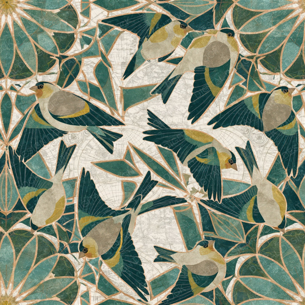 Mandala Goldfinch Emerald Jade Seamless Digital Paper Pack (DDD014373)