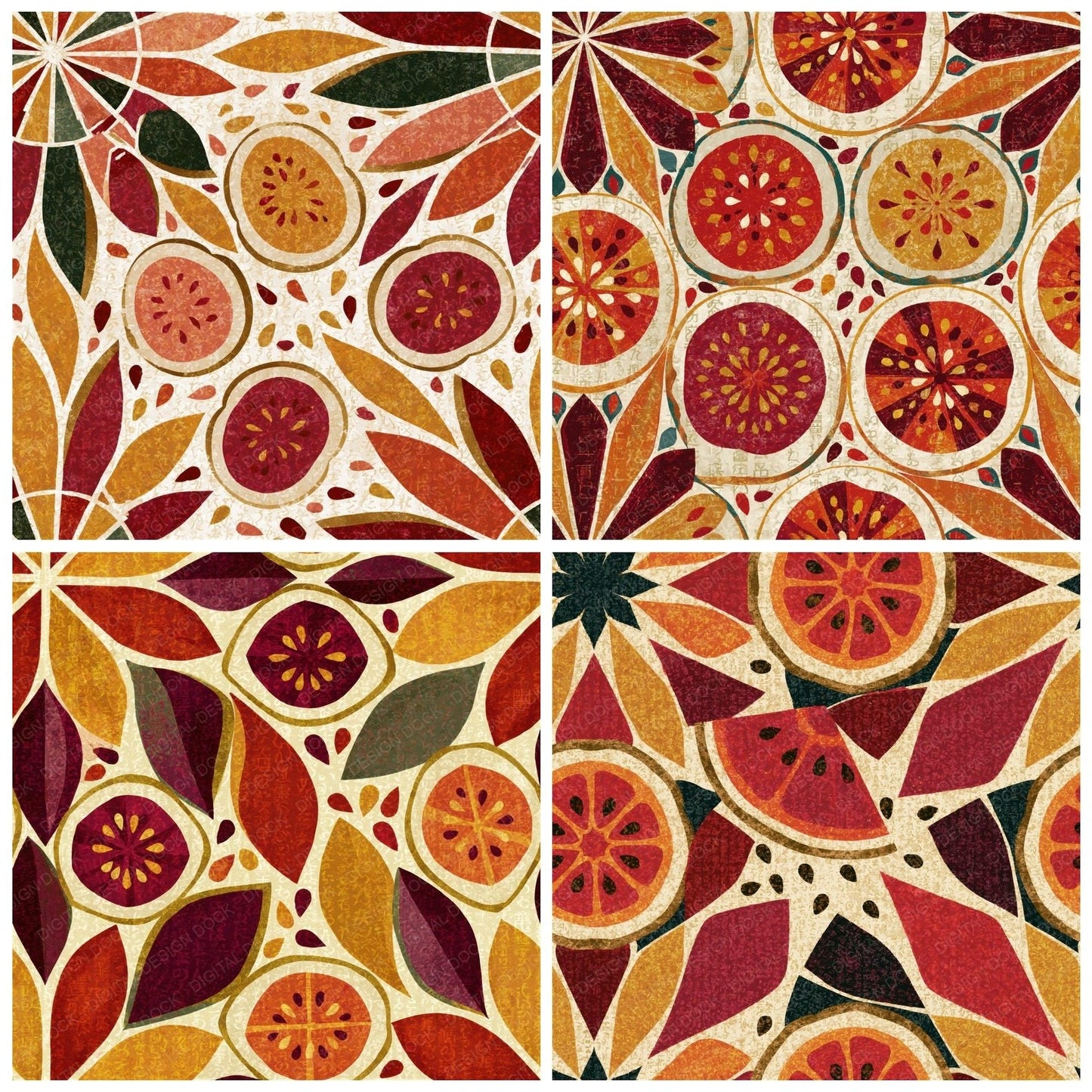 Mandala Guava Rust Maroon Seamless Digital Paper Pack (DDD014374)