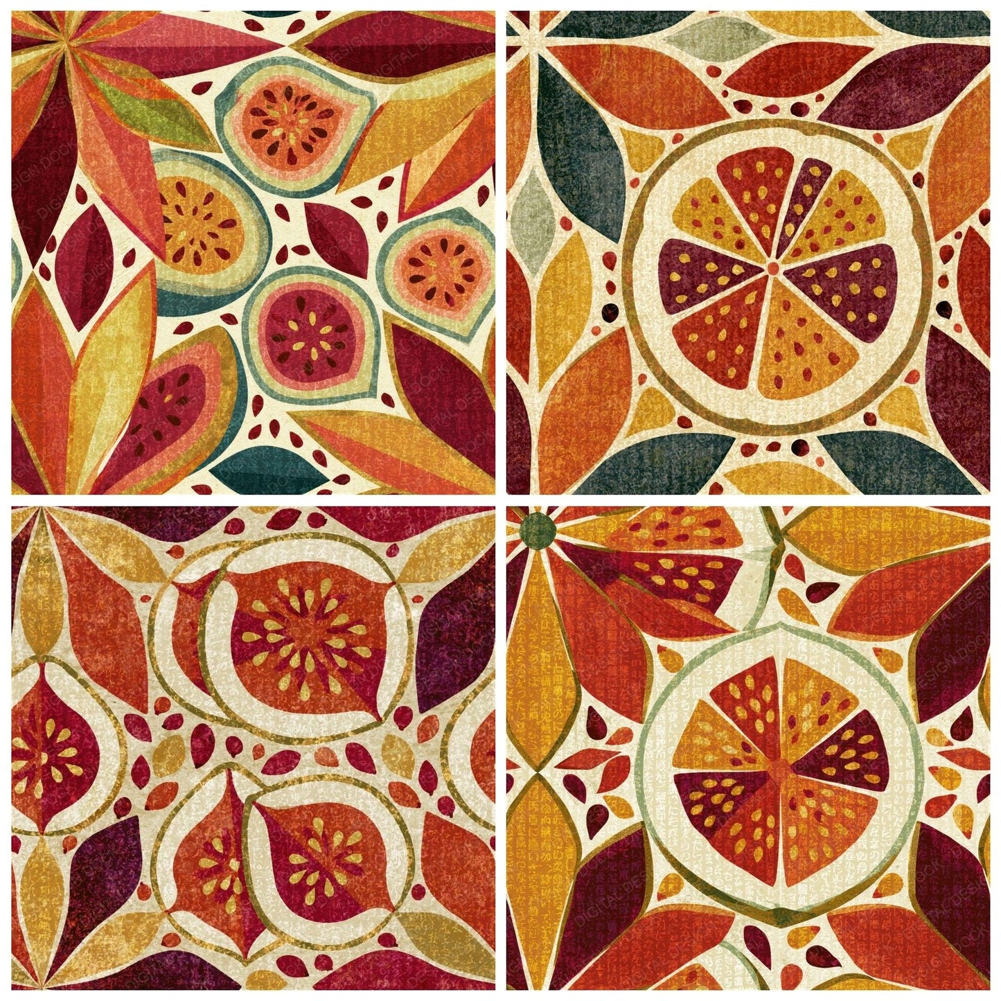 Mandala Guava Rust Maroon Seamless Digital Paper Pack (DDD014374)