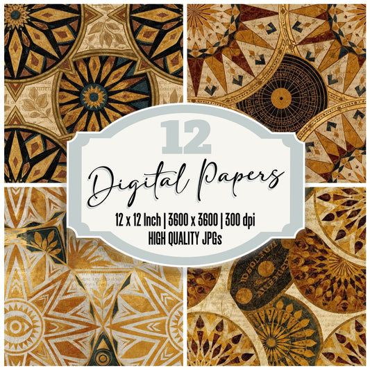 Mandala Ouija Planchettes Caramel Seamless Digital Paper Pack (DDD014376)