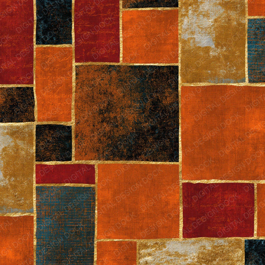 Mosaic Patchwork Copper Burnt Orange Digital Paper Pack (DDD014378)