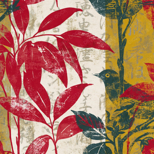 Naturalist Red Lemon Ivory Abstract Digital Paper Pack (DDD014379)