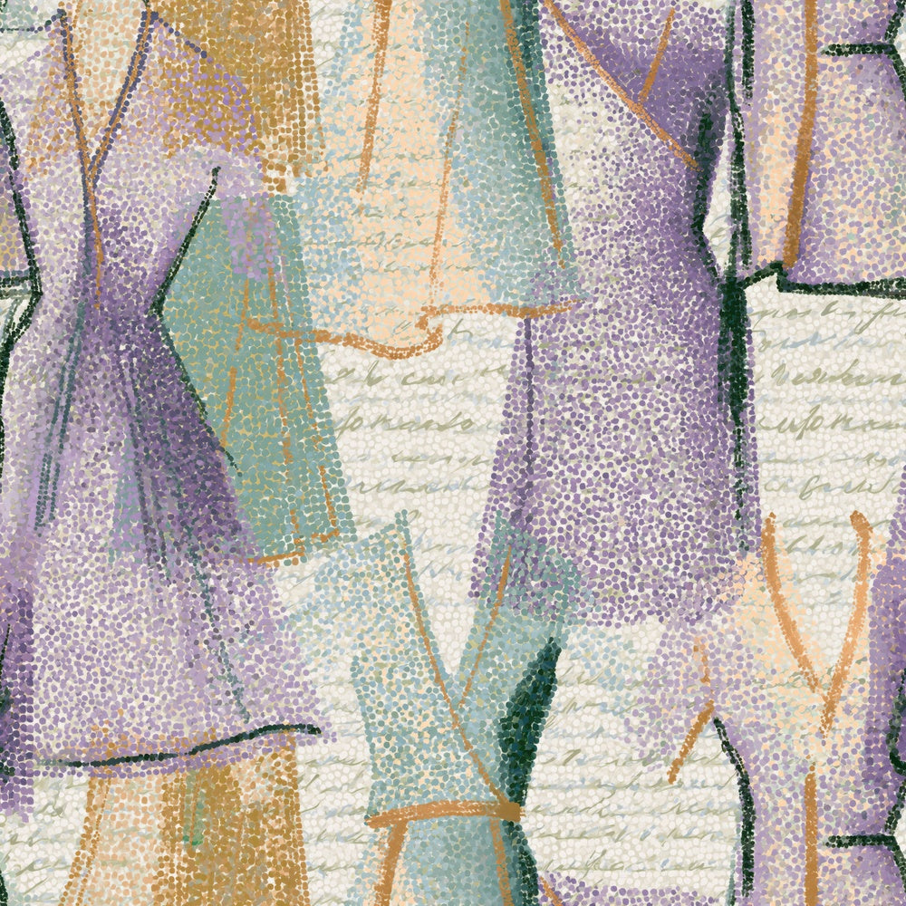 Pointillism Fashion Sketches Lilac Mint Digital Paper Pack (DDD014380)