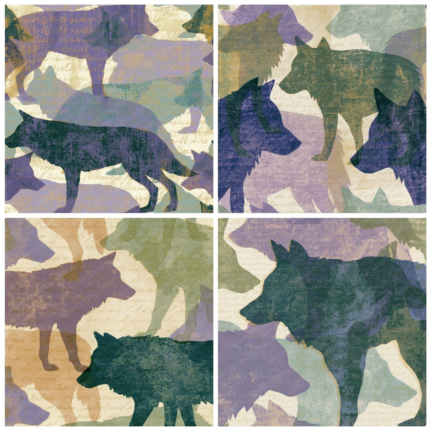 Screenprint Wolf Lilac Sage Digital Paper Pack (DDD014381)