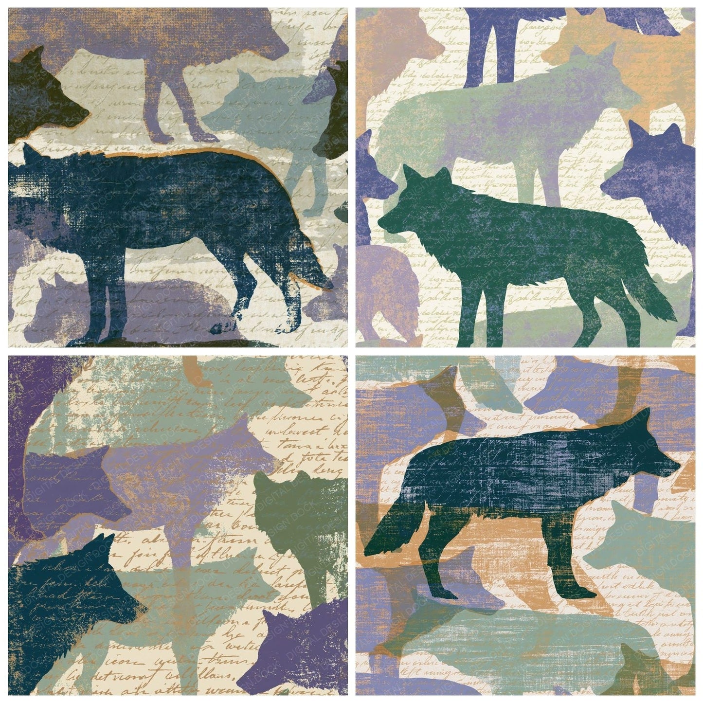 Screenprint Wolf Lilac Sage Digital Paper Pack (DDD014381)