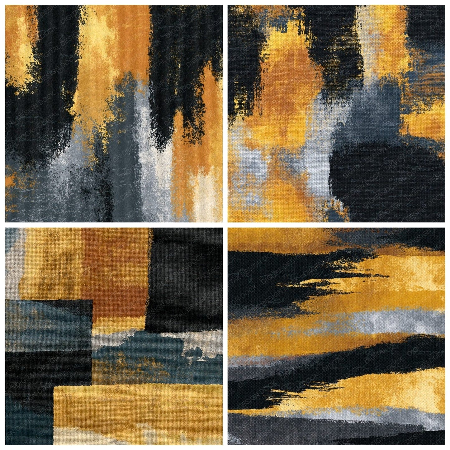 Tapestry Black Gold Abstract Digital Paper Pack (DDD014382)