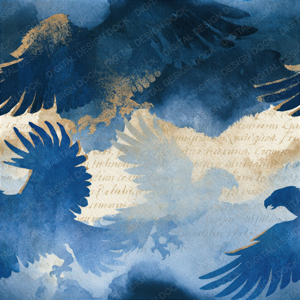 Watercolour Griffin Navy Bone Seamless Digital Paper Pack (DDD014383)