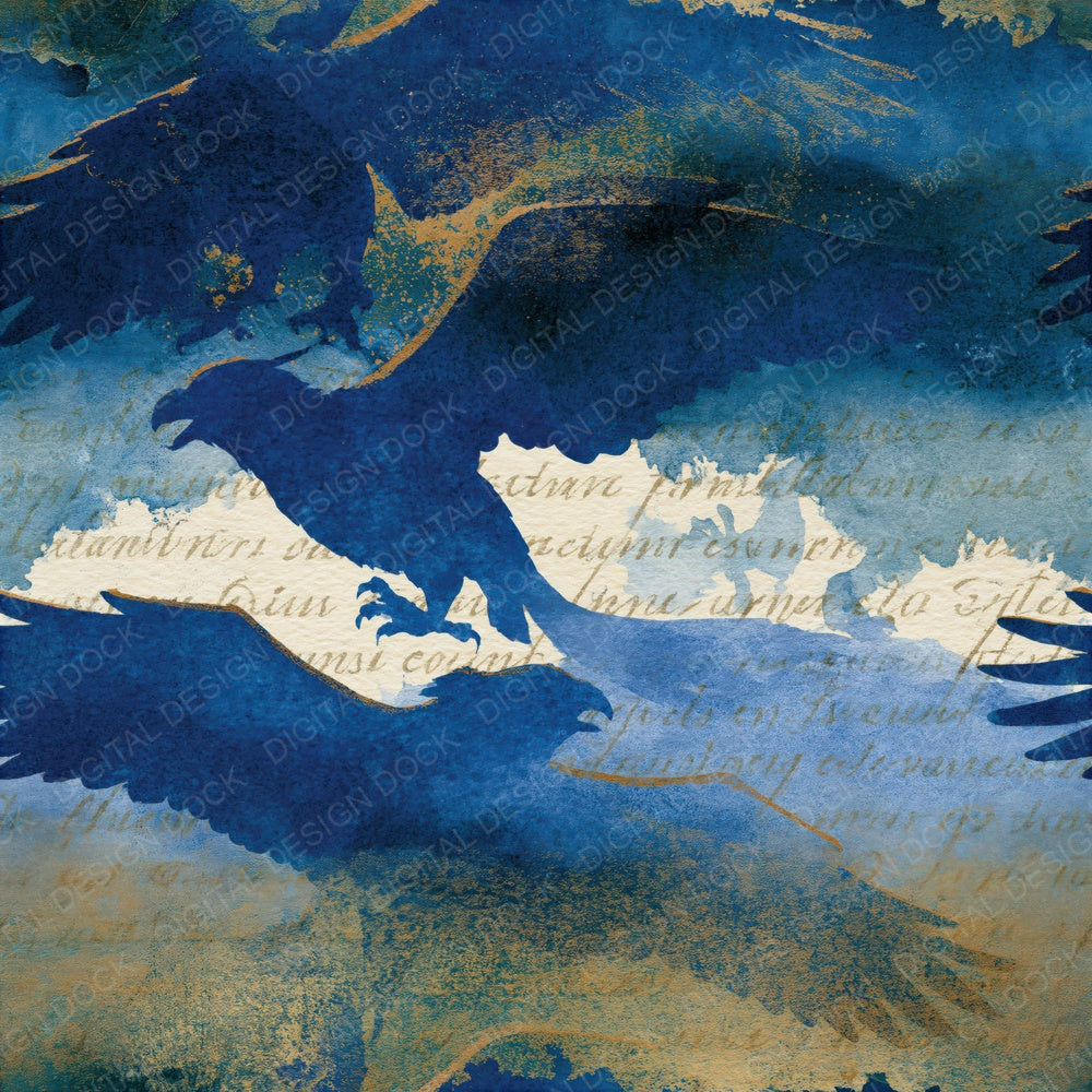 Watercolour Griffin Navy Bone Seamless Digital Paper Pack (DDD014383)