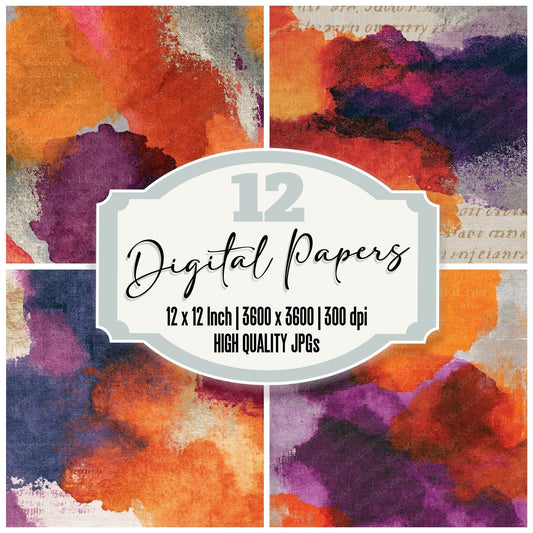 Watercolour Pumpkin Mulled Wine Abstract Digital Paper Pack (DDD014384)