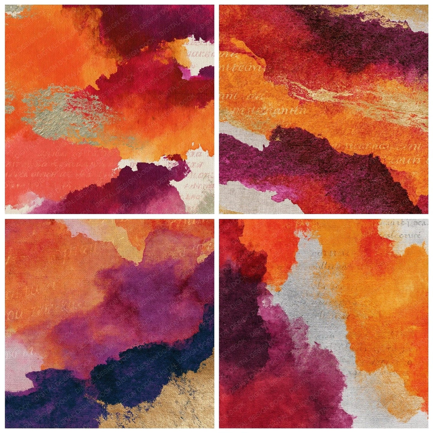 Watercolour Pumpkin Mulled Wine Abstract Digital Paper Pack (DDD014384)