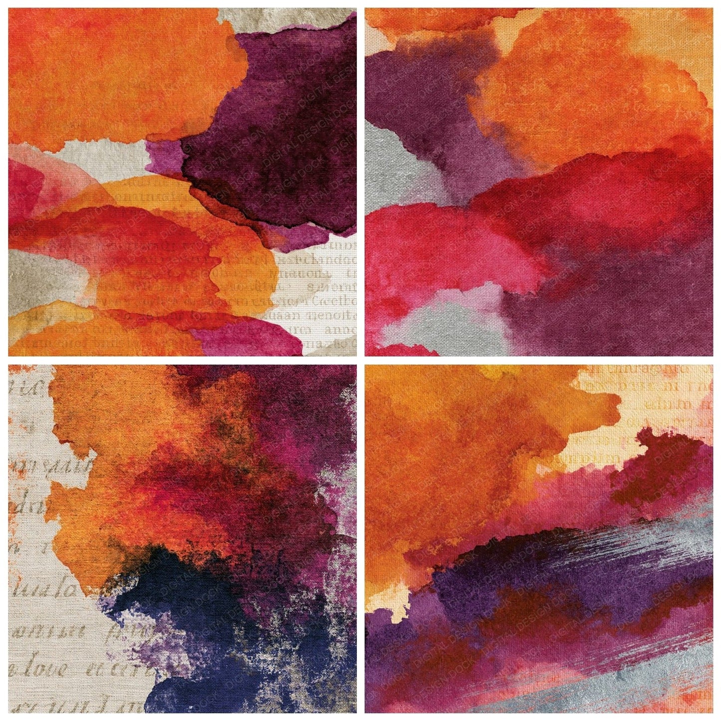 Watercolour Pumpkin Mulled Wine Abstract Digital Paper Pack (DDD014384)