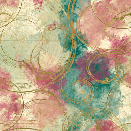 Art Nouveau Natal Charts Pistachio Raspberry Digital Paper Pack (DDD014385)