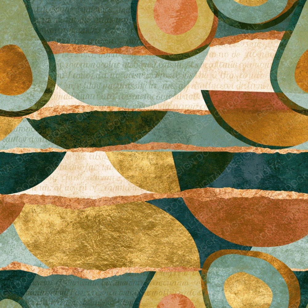 Collage Avocado Eucalyptus Gold Digital Paper Pack (DDD014386)