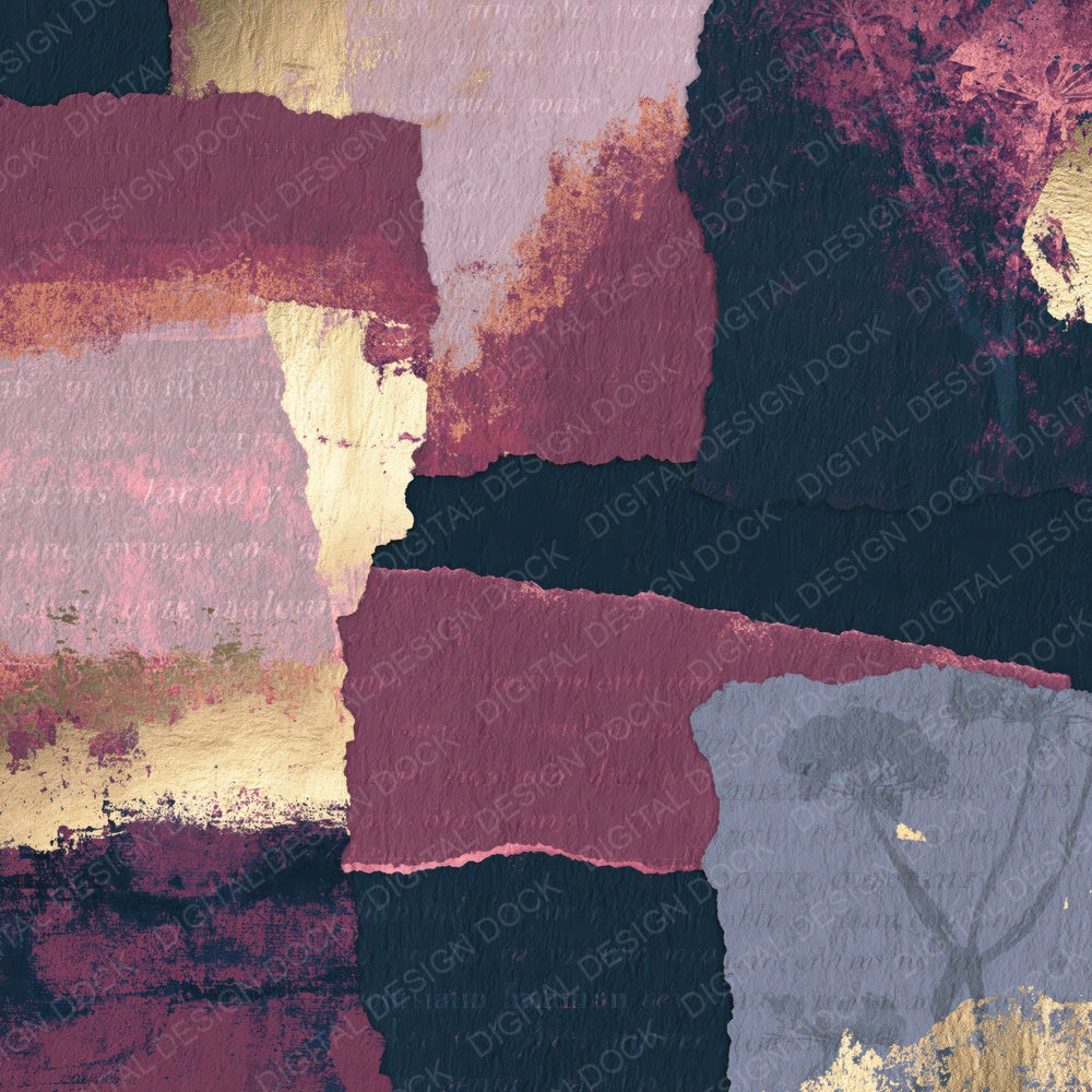 Collage Rose Wine Pewter Abstract Digital Paper Pack (DDD014387)