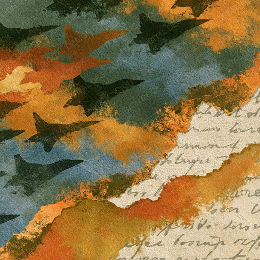 Collage Spacecraft Amber Sage Parchment Digital Paper Pack (DDD014388)