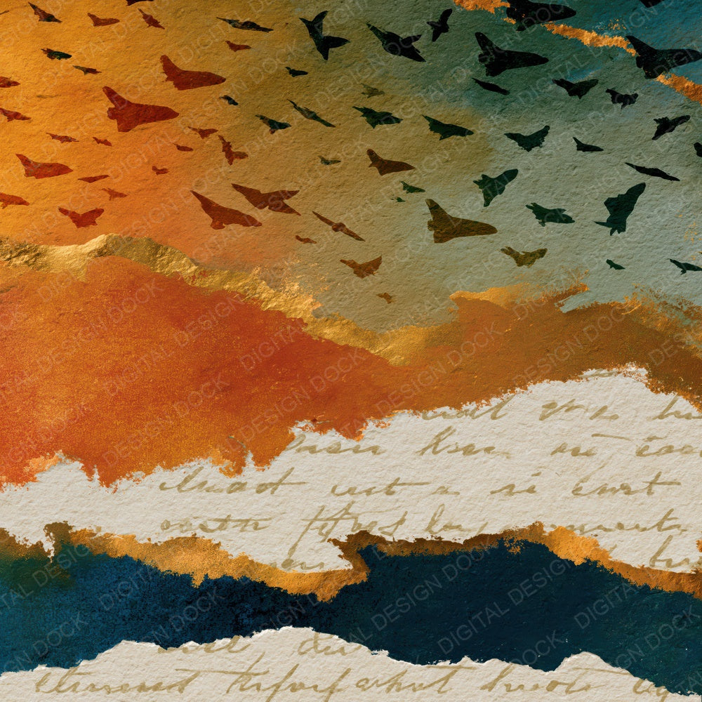 Collage Spacecraft Amber Sage Parchment Digital Paper Pack (DDD014388)