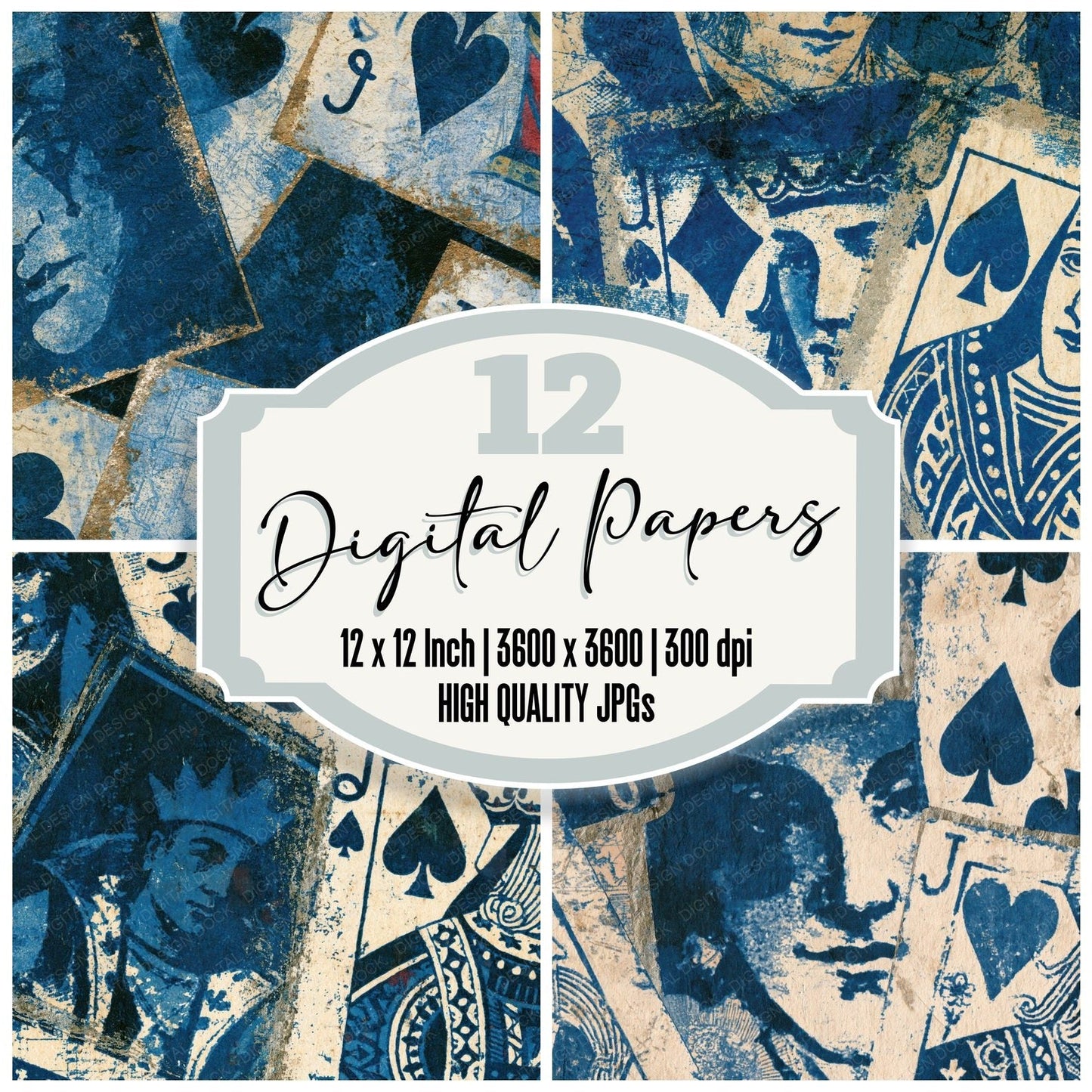 Cyanotype Jokers Bone Sumi Digital Paper Pack (DDD014390)