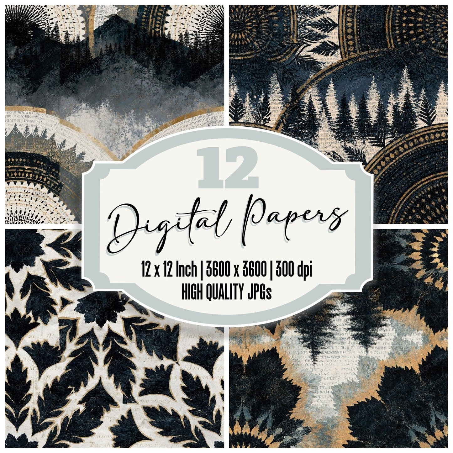 Mandala Gorges Radial Seamless Digital Paper Pack (DDD014392)