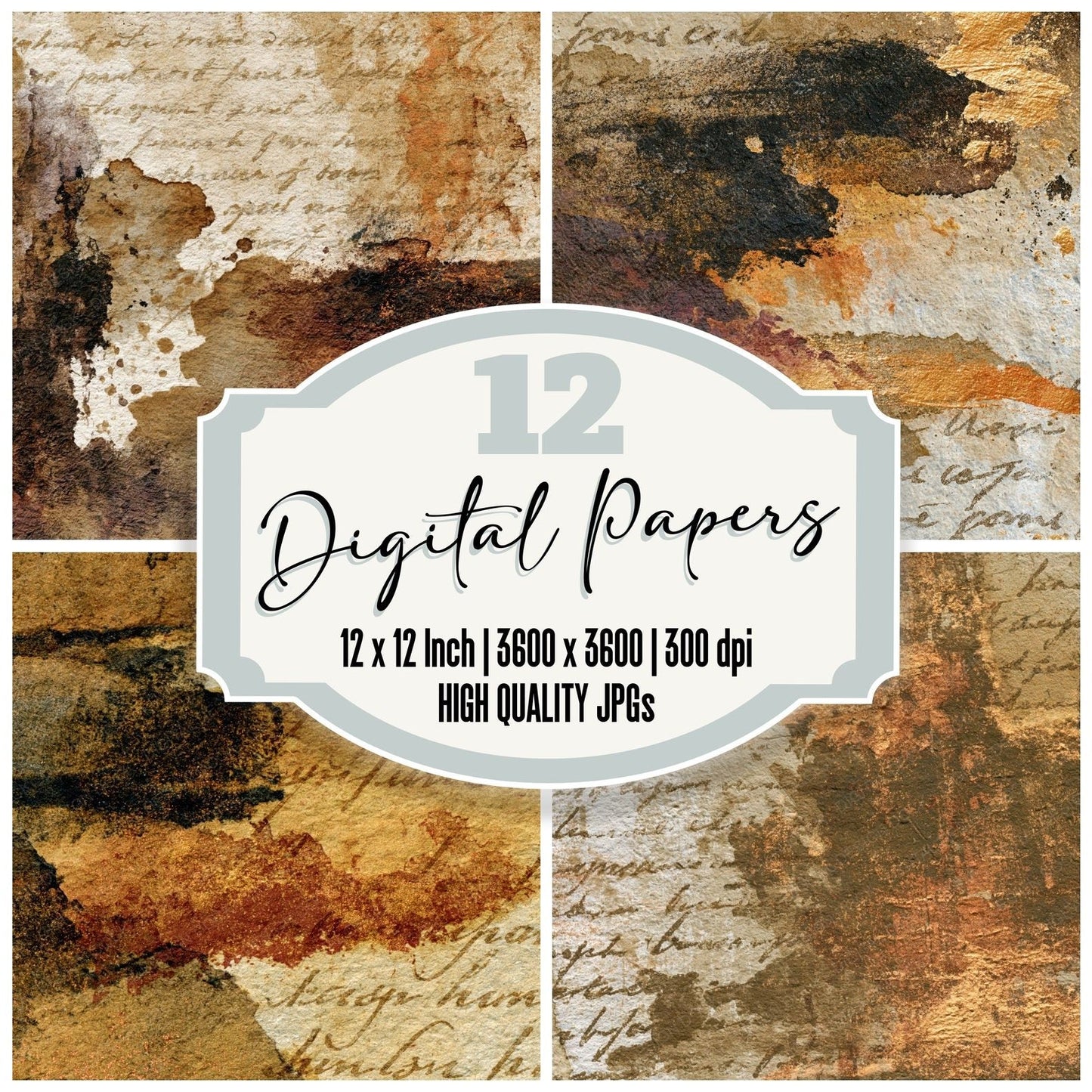 Monoprint Sepia Beige Tonal Digital Paper Pack (DDD014394)