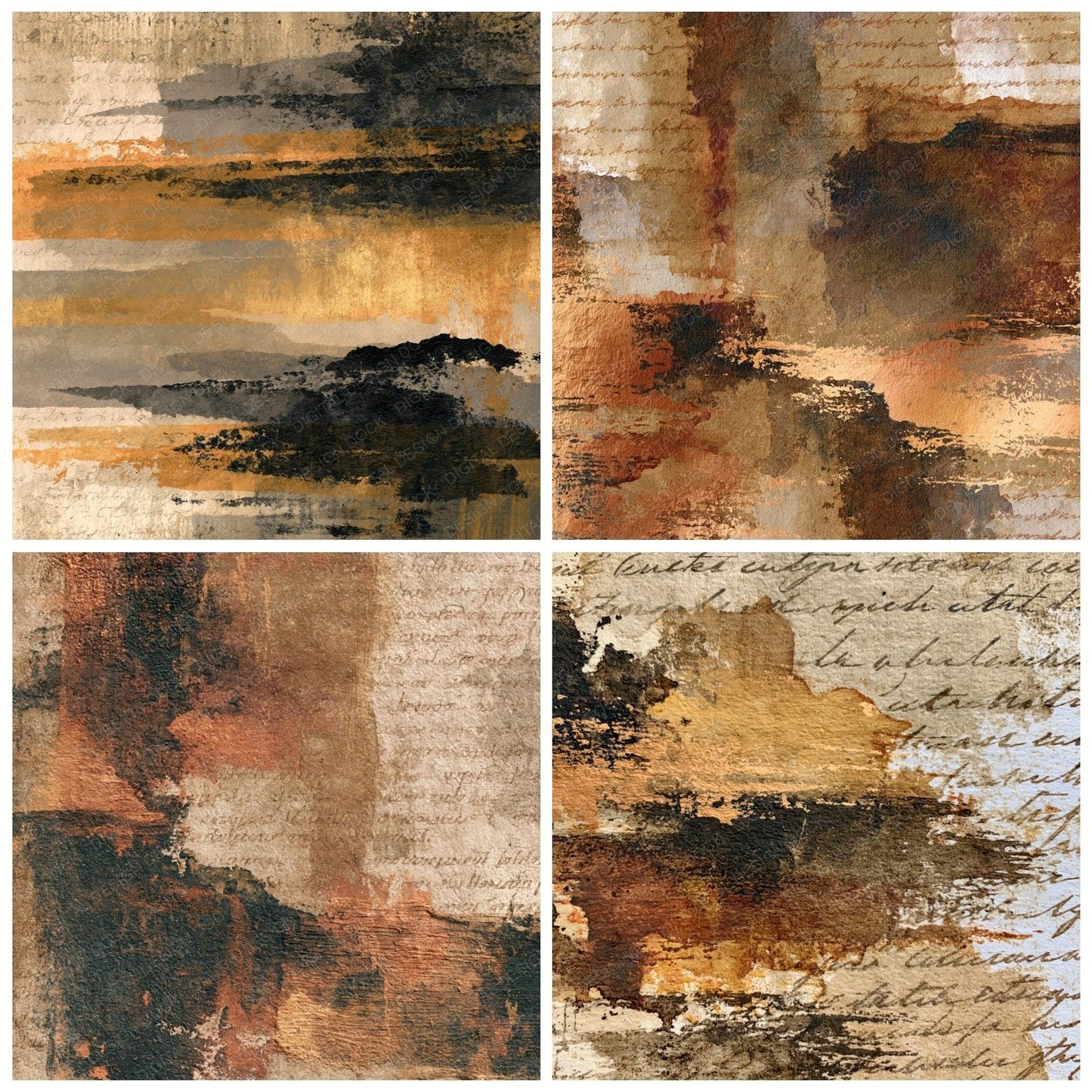 Monoprint Sepia Beige Tonal Digital Paper Pack (DDD014394)