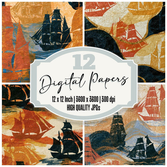 Risograph Clippers Terracotta Mustard Digital Paper Pack (DDD014395)