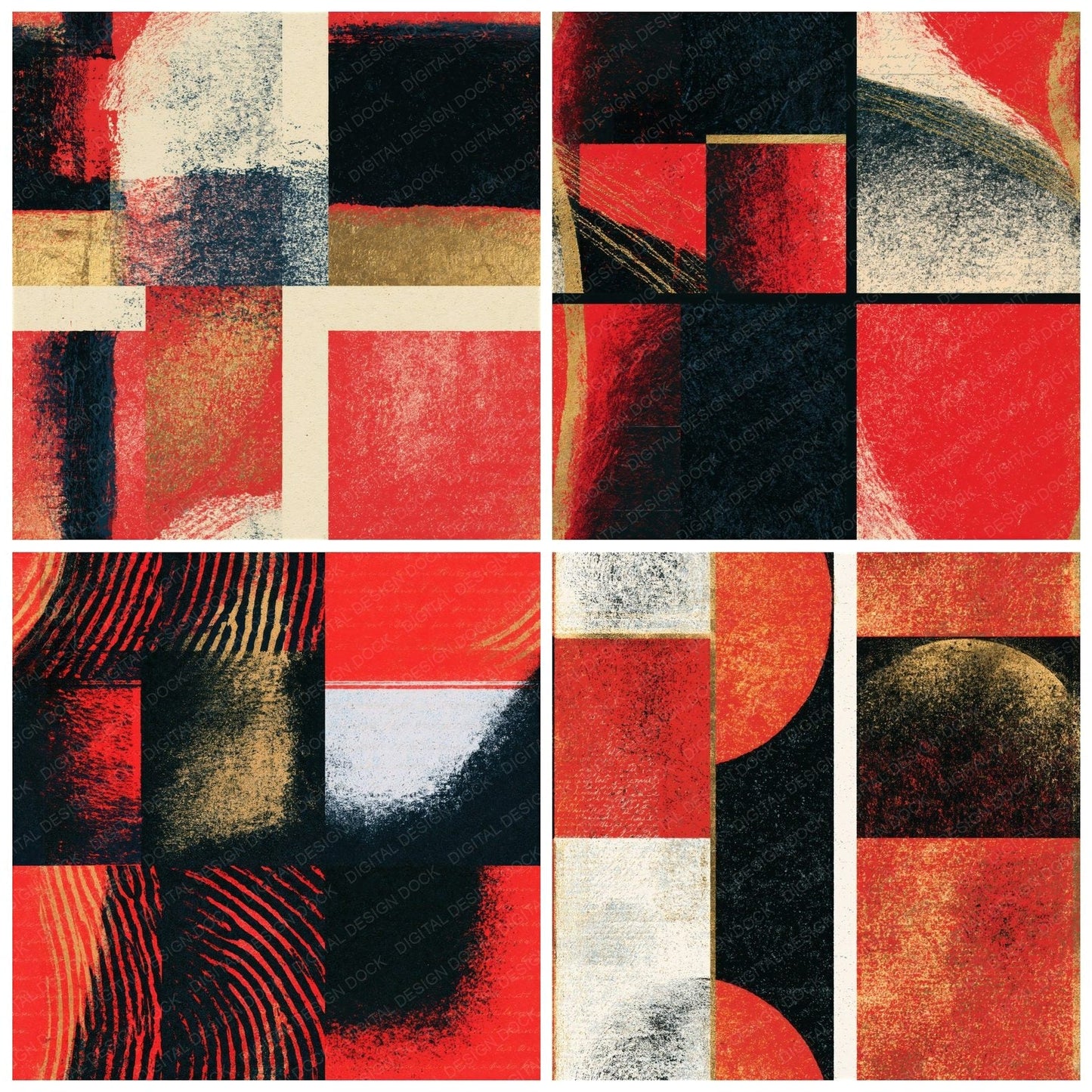 Risograph Crimson White Abstract Seamless Digital Paper Pack (DDD014396)