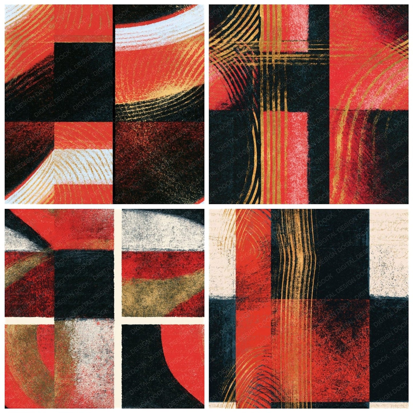 Risograph Crimson White Abstract Seamless Digital Paper Pack (DDD014396)