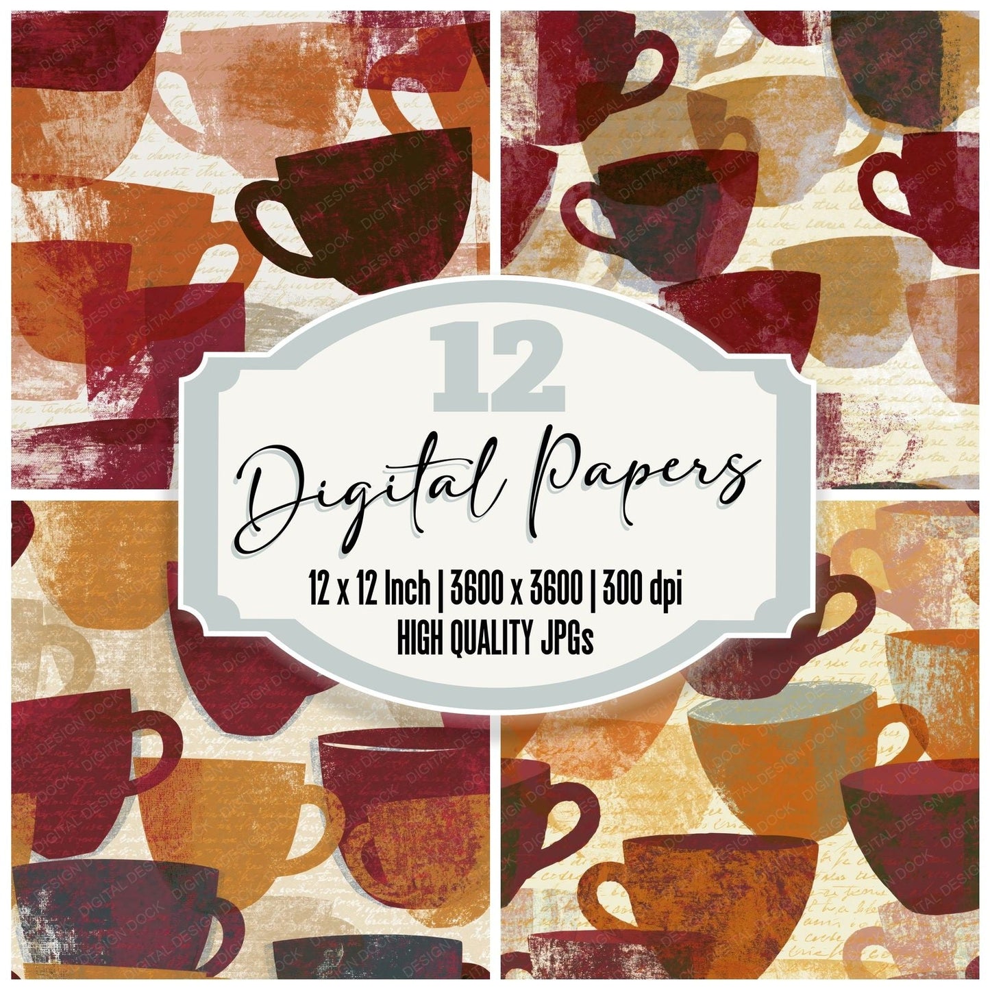 Screenprint Espresso Cinnamon Burgundy Digital Paper Pack (DDD014400)