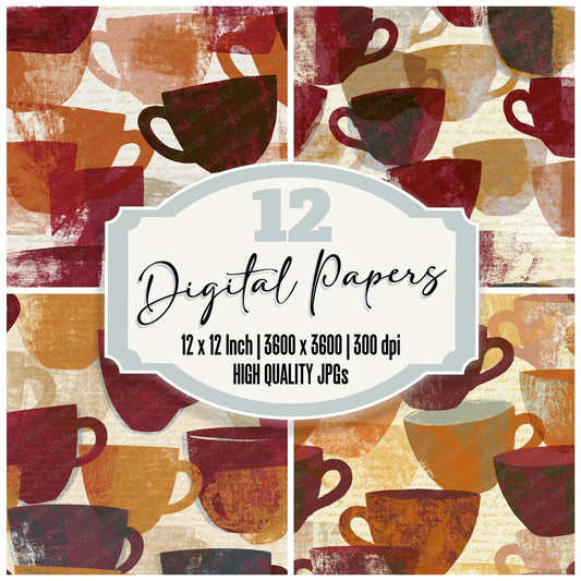 Screenprint Espresso Cinnamon Burgundy Digital Paper Pack (DDD014400)