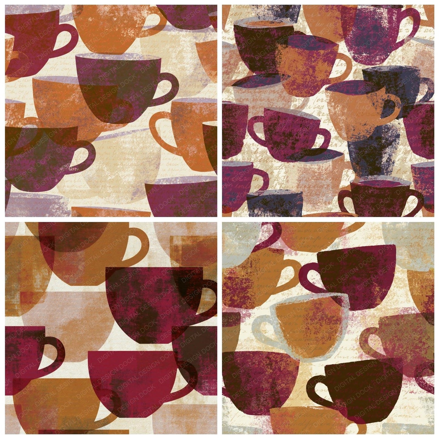 Screenprint Espresso Cinnamon Burgundy Digital Paper Pack (DDD014400)
