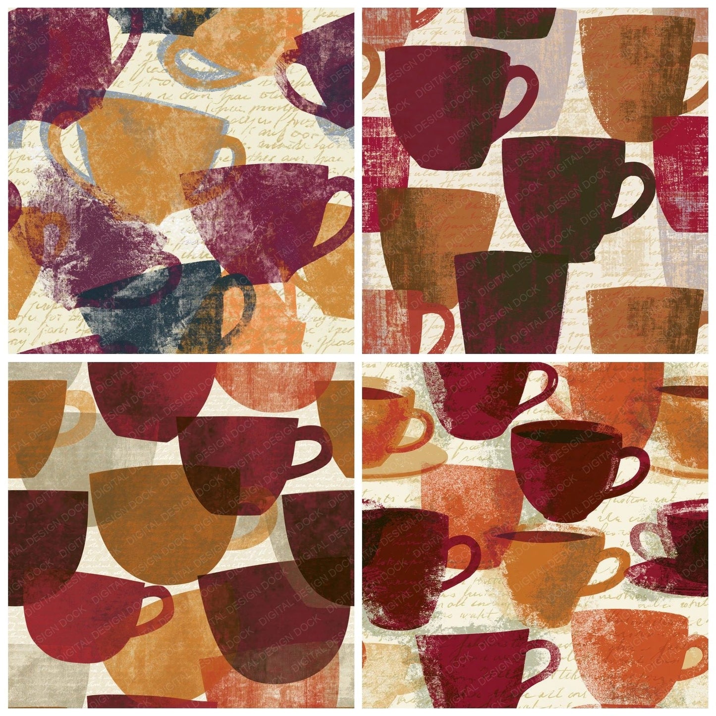 Screenprint Espresso Cinnamon Burgundy Digital Paper Pack (DDD014400)