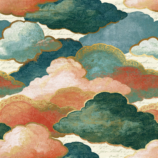 Victorian Clouds Blush Green Seamless Digital Paper Pack (DDD014402)