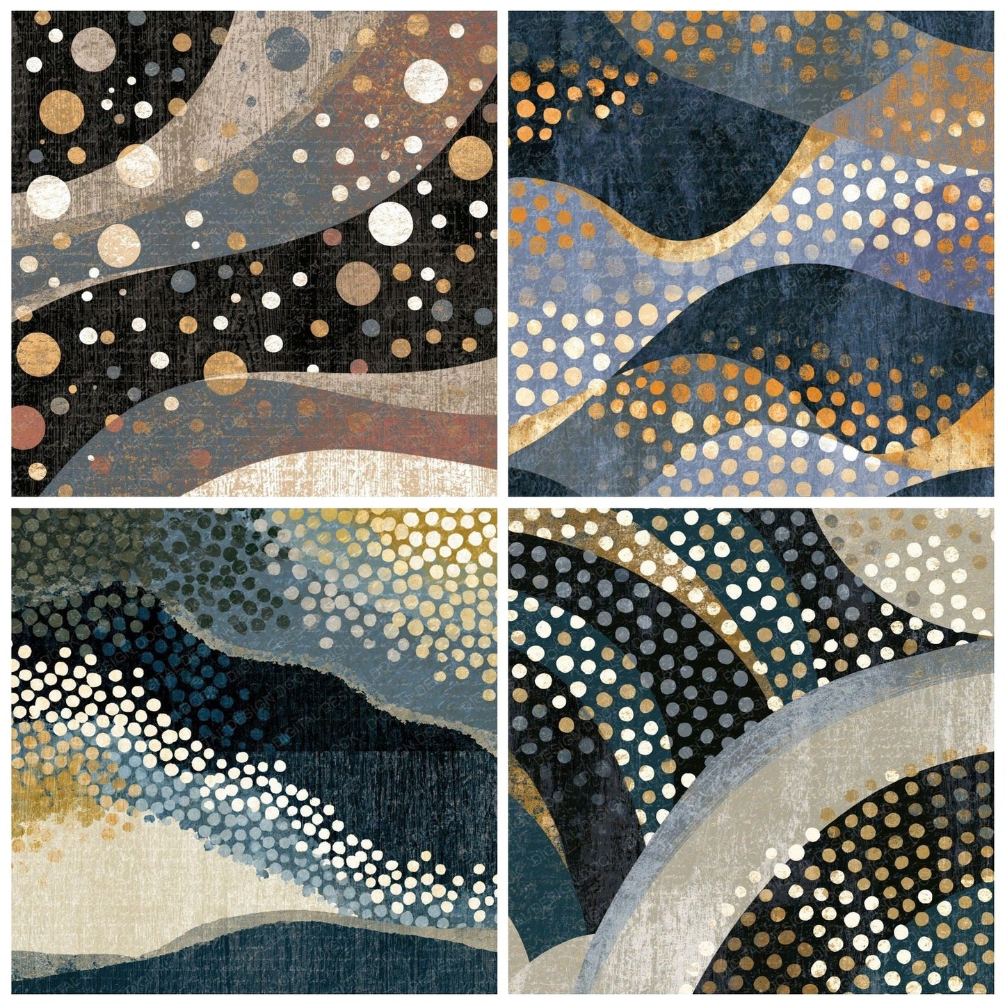 Woodcut Scattered Dots Gunmetal Pearl Digital Paper Pack (DDD014404)