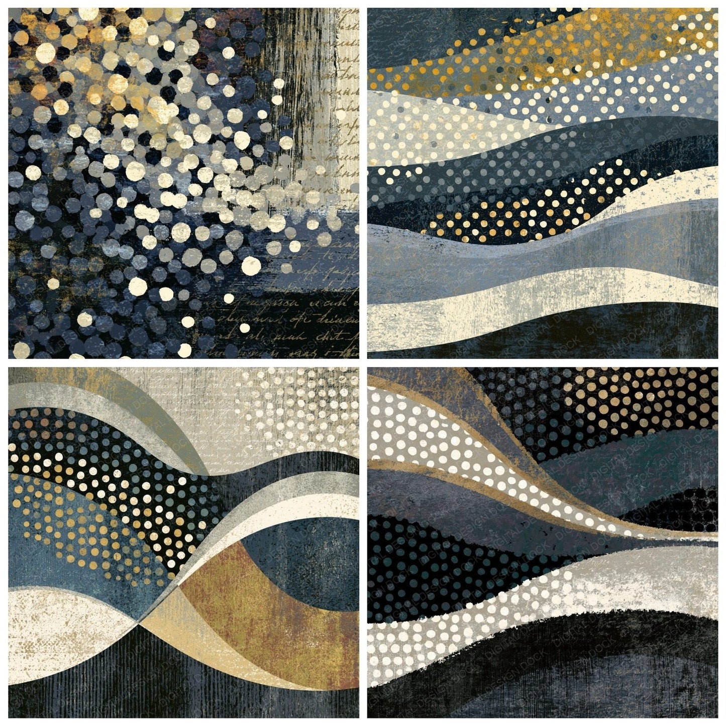 Woodcut Scattered Dots Gunmetal Pearl Digital Paper Pack (DDD014404)