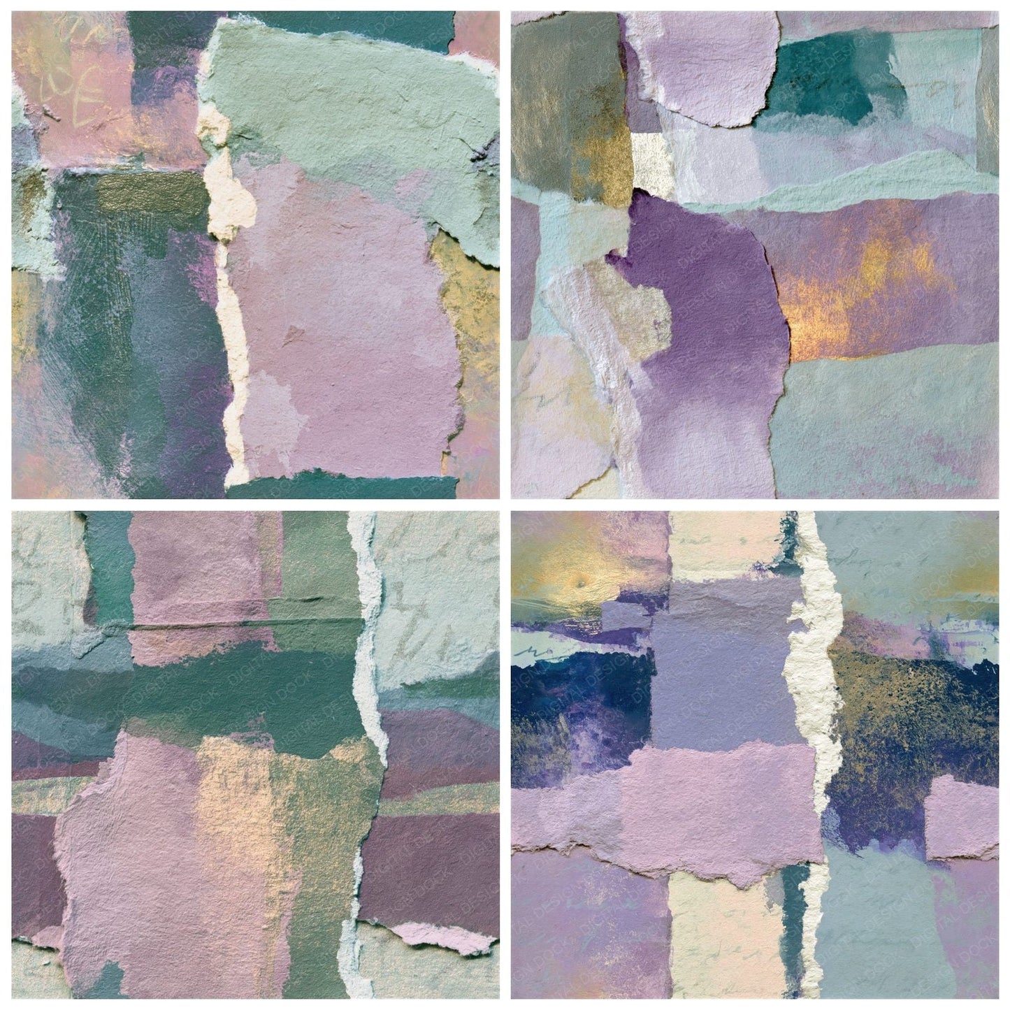 Collage Lilac Mint Abstract Seamless Digital Paper Pack (DDD014405)