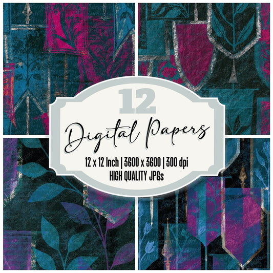 Lithograph Banners Teal Magenta Digital Paper Pack (DDD014406)