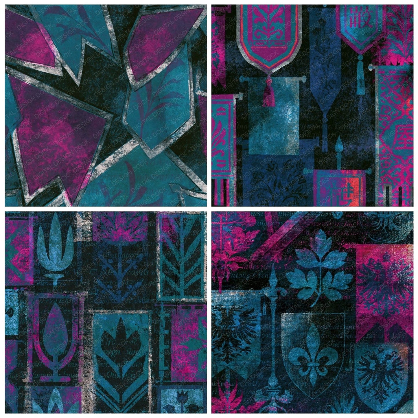 Lithograph Banners Teal Magenta Digital Paper Pack (DDD014406)